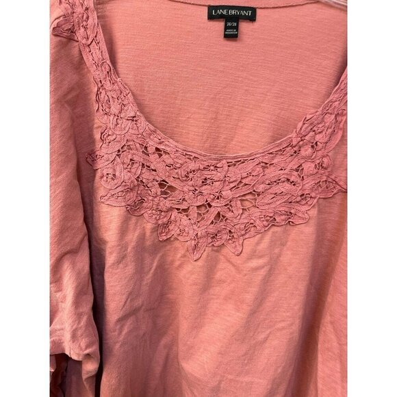 Lane Bryant Mauve Relaxed Fit Blouse Embroidered Plus Size 26-28 Cotton Lace - Picture 3 of 8